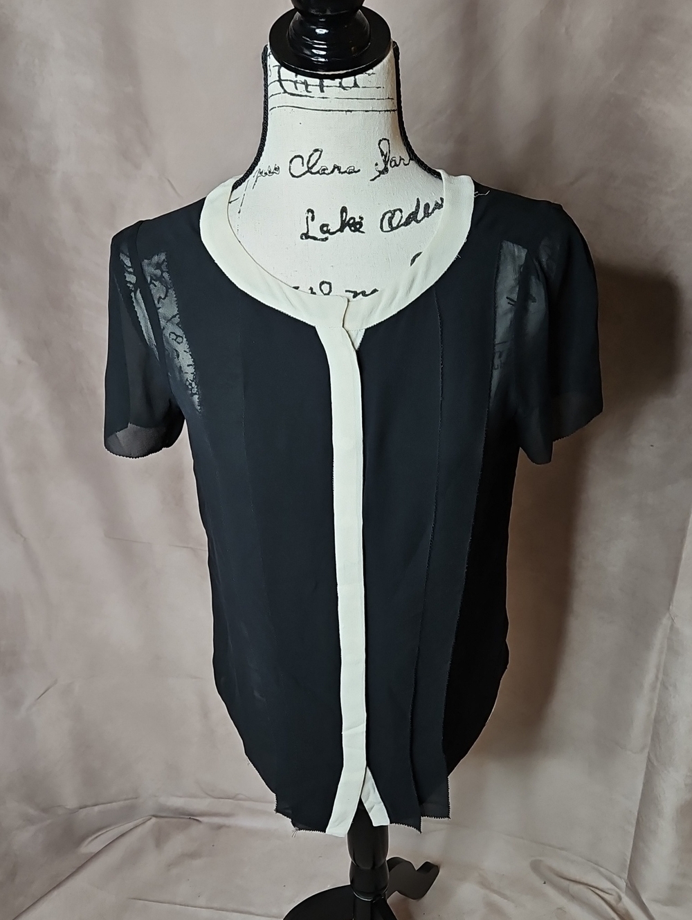 Aritzia T. Babaton 100% Silk Sheer Short Sleeve Button Up Blouse Size XS